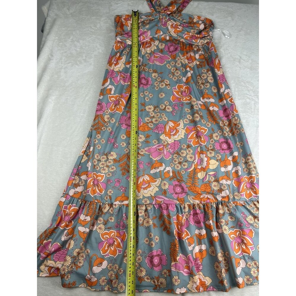 Grace Karin Womens Floral Retro Midi Dress Size XL Grey 1960s Style Sundress - Picture 9 of 11